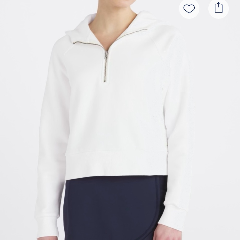 Vuori White Restore 1/2 Zip Crop Hoodie Sweatshirt